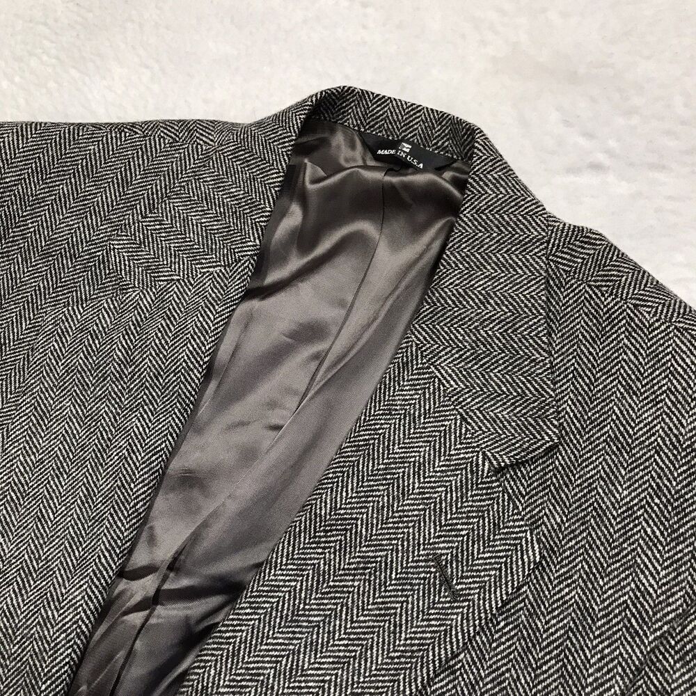 RALPH LAUREN Polo University Club Tweed Blazer Men 42L Gray Herringbone USA - Picture 4 of 16